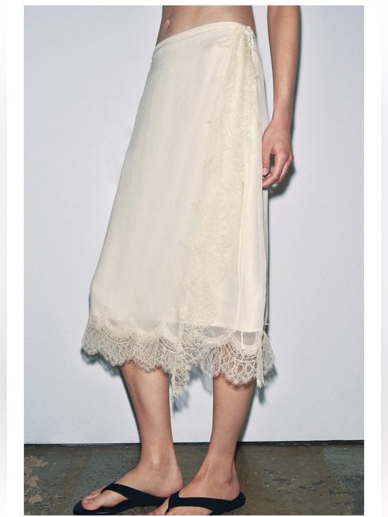 Zara Dresses & Skirts - NWT Zara ZW Collection Lace Pareo Skirt Oyster-White, XS